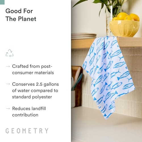 GEOMETRY Tea Towels – Spring & Summer Collection – Quick-Dry, Ultra-Absorbent, Reusable Microfiber Kitchen Towels for Drying & Cleaning - Coastal Catch - 1 Pack view 4