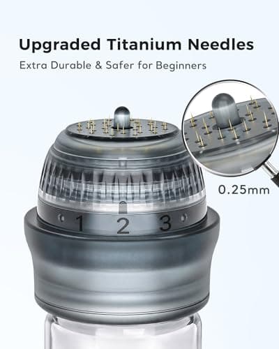 Micro Infusion Needles System Serum Applicator for Face Skin Care, 0.25mm Titanium Microneedling Derma Roller Stamp with 2 Replacement Heads for Women & Men (Serum is Not Included) view 2