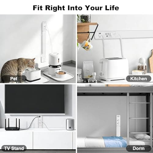 Electrical Outlet Extender Stick with Telescopic 22"-34" Extension & 180° Swivel, 2 AC Outlets & 3 USB Ports (1 USB-C/2 USB-A), for Hard-to-Reach Outlets Behind Furniture Bed Desk Sofa Nightstands view 5