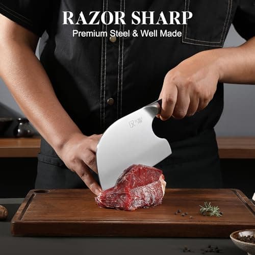 XCHIEF PRO Chef Knife Set, Meat Boning Carving Cleaver Butcher Knife, High Carbon Steel Japan Nakiri Santoku Knife Set with Accessories for Kitchen, BBQ Camping Knives Set with Bag view 2