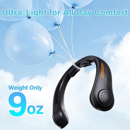 Portable Neck Fan Rechargeable, 5 Speeds, Lightweight, Long Lasting, Battery Operated All-Around Cooling Quiet Personal Fans for Travel Camping Cooling Essentials, Birthday Gifts for Women Men Mom Dad view 3