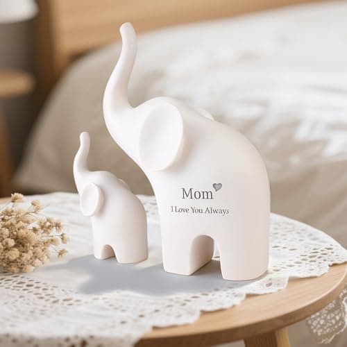 Eluviora Gifts for Mom: 5.5” Elephant Mama and Baby Figurine - Mom Birthday Gifts from Daughter or Son - Elephant Gifts for Mother’s Day and Christmas Keepsake Decor view 5
