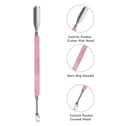 Cuticle Trimmer with Cuticle Pusher and Scissors, Cuticle Remover Professional Durable Pedicure Manicure Tools, Stainless Steel Cuticle Nipper Cutter Clipper (Pink Pusher) view 4