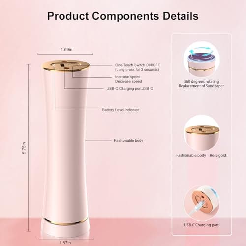 VISDOLL 2026 Upgrade Electric Foot Callus Remover, Ergonomic Foot File with 3 Speeds, Rechargeable, 20 Disposable Sandpaper Discs, Professional Pedicure Tool for Dead Skin & Calluses - Beige view 5
