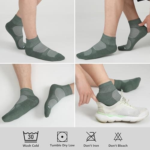 RTZAT 3 Pairs Merino Wool Ankle Socks for Men Women - Breathable, Arch Support, Padded Workout Year-Round Wear view 2