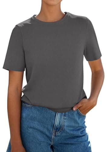 PRETTYGARDEN Womens Short Sleeve Tops Summer 2026 Casual Crewneck Cotton Basic Tee Shirts Fashion Clothing Spring Outfits view 2