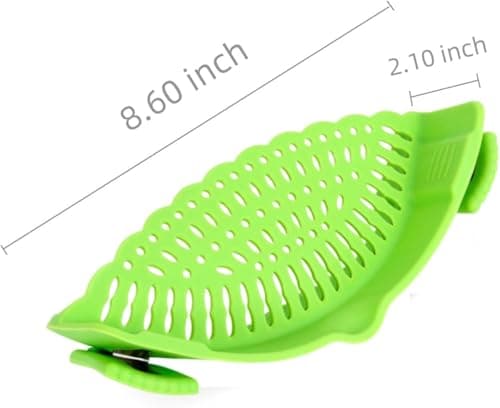 Clip On Strainer Silicone for All Pots and Pans, Pasta Strainer Clip on Food Strainer for Meat Vegetables Fruit Silicone Kitchen Colander (Green) view 3
