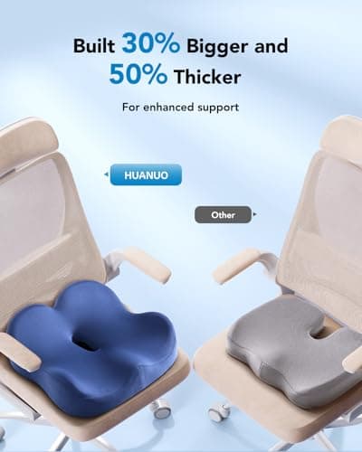 HUANUO Ergonomic Seat Cushion, Memory Foam Cooling Gel Office Chair Cushion for Hip Support, Tailbone Pressure Relief, Breathable Car Seat Cushion for Home, Work, Driving view 4