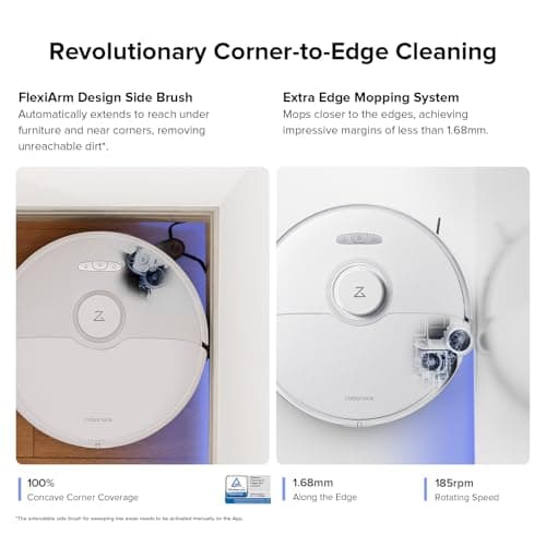 roborock S8 Max Ultra with Auto Water Refilling and Drainage System Robot Vacuum and Mop, FlexiArm Design, Smart Dirt Detection, Self-Emptying, 8000Pa Suction for Various Floors, Pet Hair, White view 5