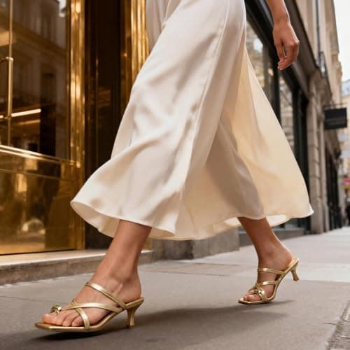 Athlefit Women's Square Open Toe Kitten Heels Strappy Flip Flop Low Heels Slip On Thong Heeled Sandals view 3