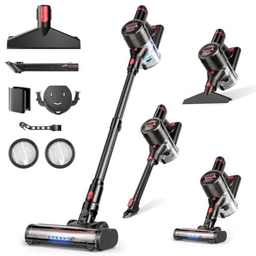Zyxrona Cordless Vacuum Cleaner, 450W 40Kpa Stick Vacuum with Powerful Suction, 50Mins Vacuum Cleaners for Home, Anti-Tangle Brush, 8 in 1 Lightweight Vacuum for Hard Wood Floor Carpet Pet Hair