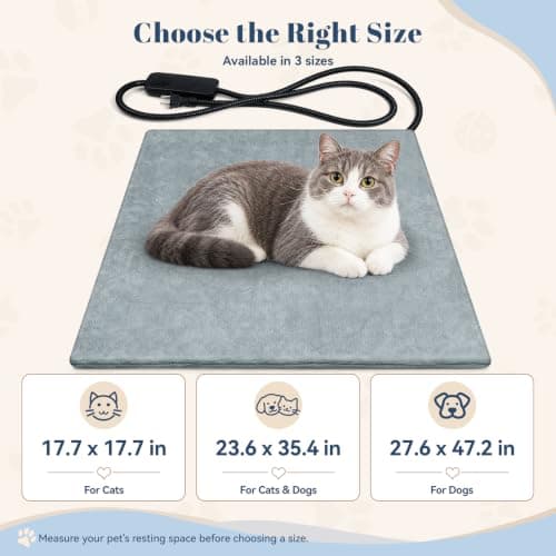 Verla Pet Heating Pad for Cats & Dogs with Timer, 6 Heat Levels | Pet Heating Pad with 6 Heat Levels, 5 Timer Settings & Waterproof Inner Core view 3
