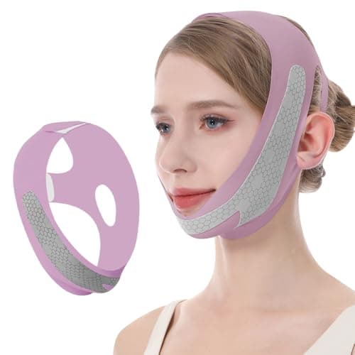Graphene V Line Lifting Mask, Face Lifting Strap for Sleeping, Reusable & Adjustable Chin Strap for Jawline Lifting, Double Chin Lifting Straps for Women, Purple — image 1
