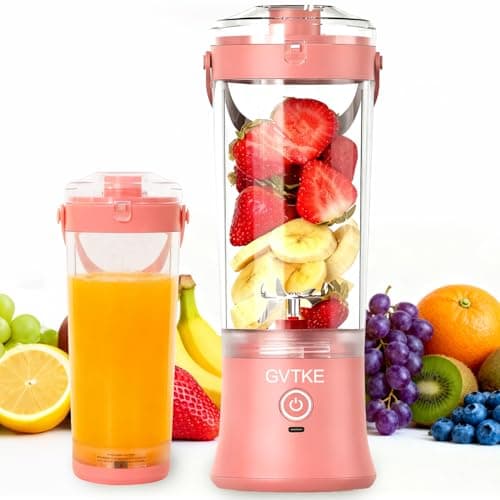 GVTKE Portable Blender Dual Mode 18000RPM 20Oz Blending Cup Ice Crushing Smoothie Frozen Fruit Mini Home Gym Travel(Pink) — image 1