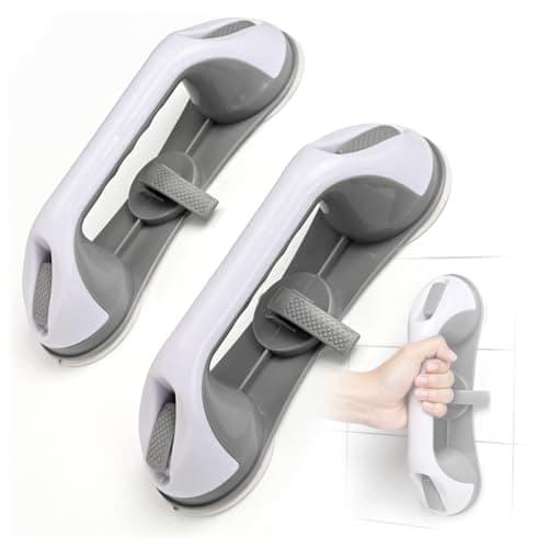 Grab Bars for Bathtubs and Showers 3 Suction Cups Shower Handle, Heavy Duty Safety Shower Grab Bars for Seniors and Elderly, Handicap Bars for Bathroom 2 Pack, Gray — image 1