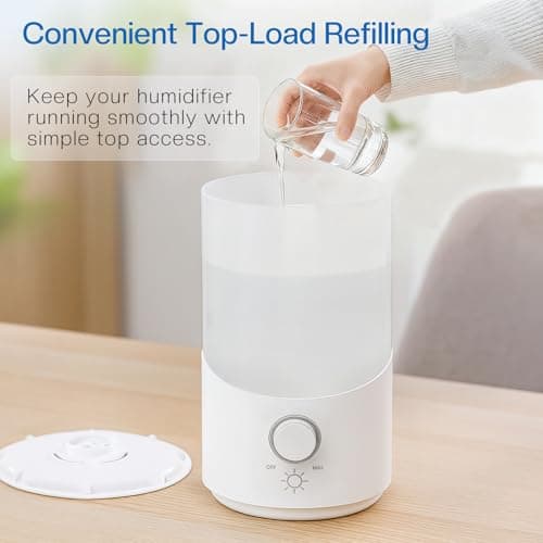 Cool Mist Humidifier for Bedroom, 3L Top Fill Ultrasonic Air Humidifier with Adjustable Knob Control, Quiet Operation, Auto Shut-Off, BPA-Free for Home, Baby, Office, Plants M4 view 2