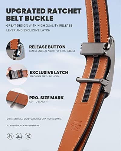 Zitahli Belt Men,Leather Ratchet Belt for Men Dress Casual Every Day with Adjustable Buckle,Trim to Fit For Gift view 5