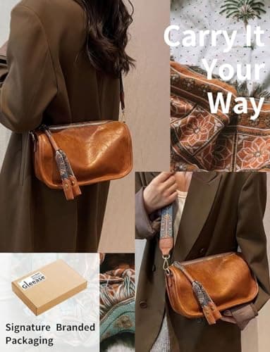 Gleease Vintage Crossbody Bag Western Bag Boho Purses For Women Leather Zipper With Adjustable Strap Shoulder Bag view 3