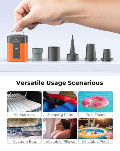ETENWOLF AIR 3 Air Pump for Inflatables with 2600 mAh Battery & Camping Light, Ultra-Fast and Mini Electric Air Pump, Inflate Deflate for Air Mattress, Pool Floats, Vacuum Storage Bags view 6