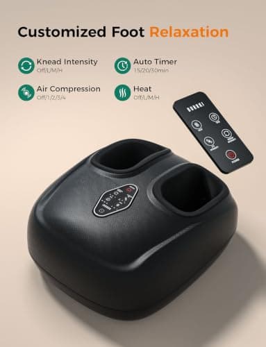 Burrki Foot Massager with Heat, 3-Zone Kneading & 3 Level Dual-Zone Heat | 360° U-Shape Air Compression, 3 Timer Options, Pain Relief for Feet, Gift for Mom Dad view 4