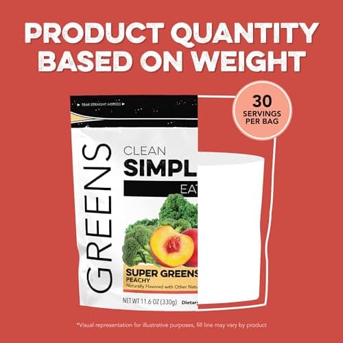 Clean Simple Eats Super Greens Powder, Peachy Greens, 30 Servings | Chlorella & Spirulina | Prebiotic Fiber | Superfoods | Gluten Free | No Artificial Ingredients | Naturally Flavored view 5