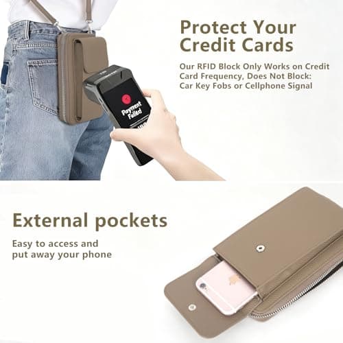 Women's Small Genuine Leather Crossbody Phone Purse and Wallet with Adjustable Strap, Fits cell phone up to 6.1 Inch view 6