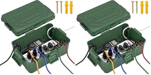 TICONN Outdoor Electrical Box, IP54 Splash-Proof Outdoor Extension Cord Cover, Protects Power Strip, Plug, Socket, Timer, Holiday Lights (Green, Large) (Pack of 2) — image 1