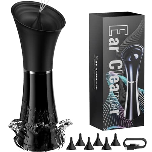 Ear Wax Removal - Electric Ear Cleaner with IPX7, Water Powered Ear Cleaning Tool with Irrigation Flusher, 6 Tips, 4 Pressure Settings - Safe & Effective for Ear Wax Cleaning Gifts for Women Men