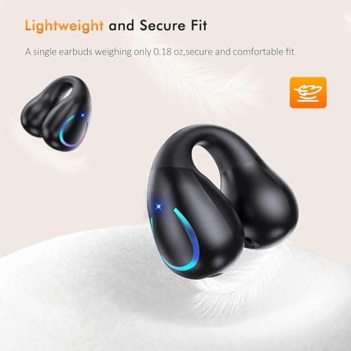 Paekole Clip On Headphones, Super Comfort Open Ear Bluetooth Earbuds for All Day Wear, Lightweight Bone Conduction Wireless Earbuds with Charging Case for Running view 5