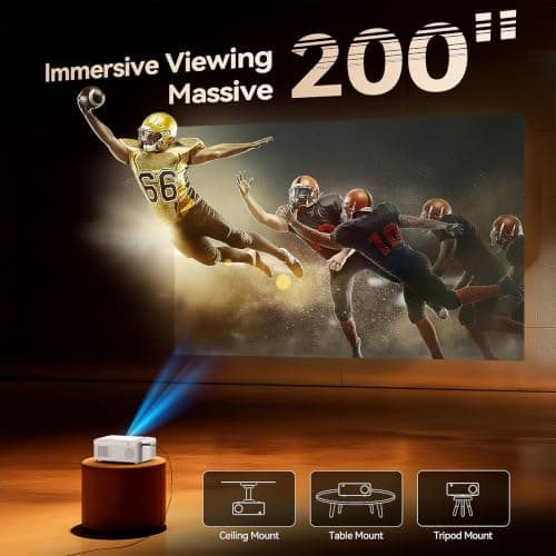 Mini Projector, Nasin Portable Projector with WiFi, Bluetooth, 1080P, 200" | Native 720P, 3.5" BOE LCD; 170 ANSI; WiFi/BT; HDMI/USB/Type-C/Audio Out; 23.5 oz view 6