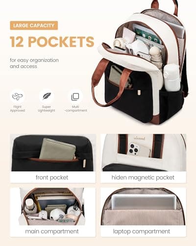 LOVEVOOK Laptop Backpack Purse for Women, 15.6 Inch Travel Laptop Bag with USB Port, Waterproof Work Teacher Nurse Computer Backpack, Durable Casual Daypack view 3