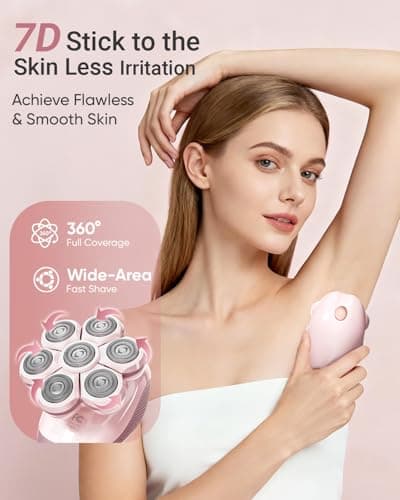 Bartrimber Electric Razors for Women Legs: 7D Fast & Painless Full-Body Shaver for Silk Skin – Waterproof Lady Face Pubic Hair Remover w/Light&Travel Cover – Wet/Dry Use, Gifts for Women Girl, Pink view 2
