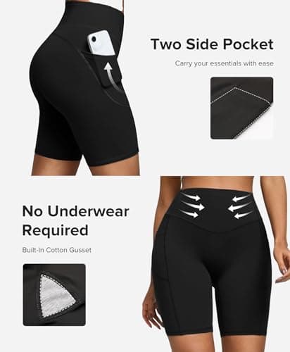 BRXL Biker Shorts Women with Pockets 8" No Front Seam High Waisted Workout Tummy Control Running Yoga Shorts view 4