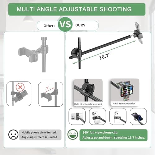 Large Barber Light with72 inch Stand, 55W 6500K Full-Screen Selfie Light Ring, 360 Phone Holder,Remote Controller,Box,Black,There are for You to Choose from.(Black, 13) view 5