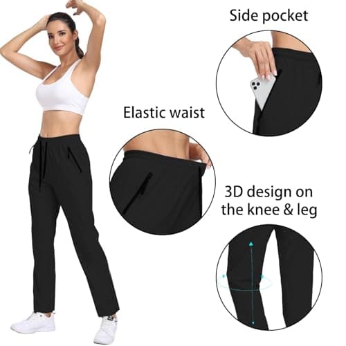 Womens Hiking Pants Water Resistant Quick Dry Sweatpants Elastic Waist UPF 50+ Cargo Lightweight Work Travel Casual view 6