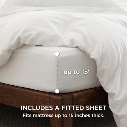 Bedsure Twin Size Duvet Cover with Fitted Sheet - 3 Pieces Prewashed Polyester Extra Soft Bedding Set, Includes 1 Duvet Cover 68''x90'' with Zipper Closure, 1 Pillow Sham, 1 Fitted Sheet, White view 2