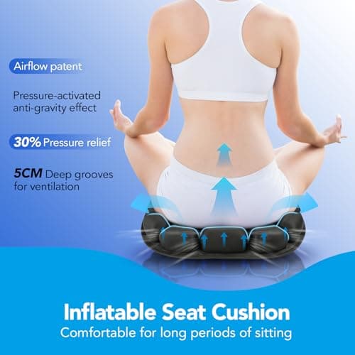 RUIERS Inflatable Seat Cushion, 34 Air Cell Travel Seat with Upgraded Air Nozzle for Hemorrhoid and Tailbone Pain Relief, Portable Airplane Seat Cushion for Car, Office Chairs & Home Living view 3