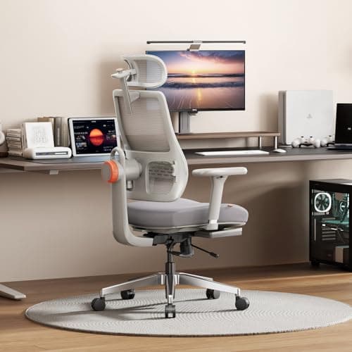 Newtral Office Chair Ergonomic with Footrest, Auto-Following Lumbar Support, High Back Desk Chair with 4D Armrest,136° Tilt Lock, Adjustable Seat Depth & Height (Supreme, Grey) view 2