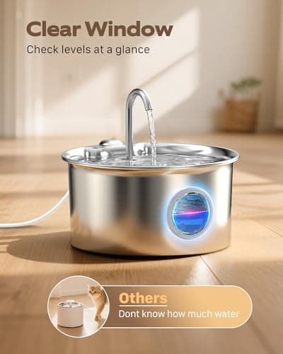 Cat Water Fountain Stainless Steel: Cat Fountain for Drinking - 88oz/2.6L view 5