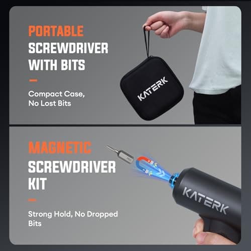 Electric Screwdriver Set - 4V Cordless Screwdriver Rechargeable 2500mAh - 5 Torque Settings Power Screwdriver 250RPM 5N·m Max - Tools for Furniture Electrical Repairs - LED, 15 S2 Metal Bit, 1/4" Hex view 5