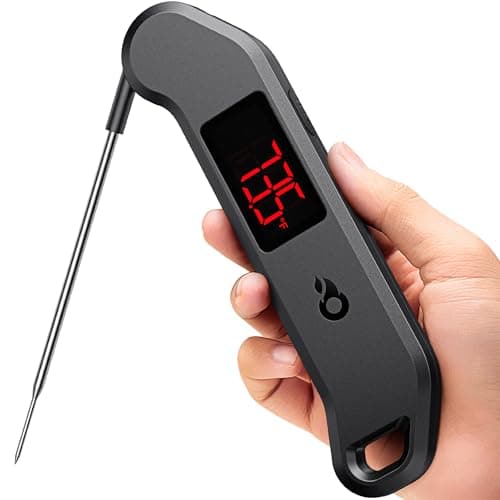 Professional Digital Meat Thermometer, 1 Sec Instant Read, ±0.5℉ Accuracy NIST&NSF Certified Food Thermometer, Auto-Rotate Bright LED Screen, Highly Waterproof Cooking Thermometer for Grill BBQ, Black view 1