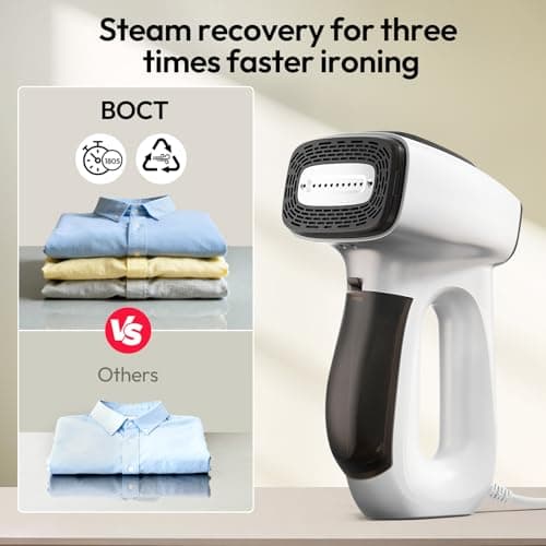 3500Pa Vacuum Steamer for Clothes - 2 in 1 Portable Suction Handheld Vacuum Iron, 30s Rapid Preheating, Auto-off, Light Steamer for Travel/Home, Fathers Day Dad Gifts view 6