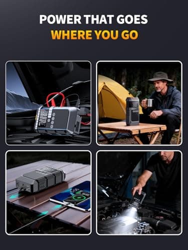 Jump Starter with Air Compressor, Battery Jumper Starter Portable,12V Jump Box with 160PSI Tire Inflator for Car Battery, LED Display for All Gas & 12L Diesel Engines, LED Light, Jumper Cables view 6