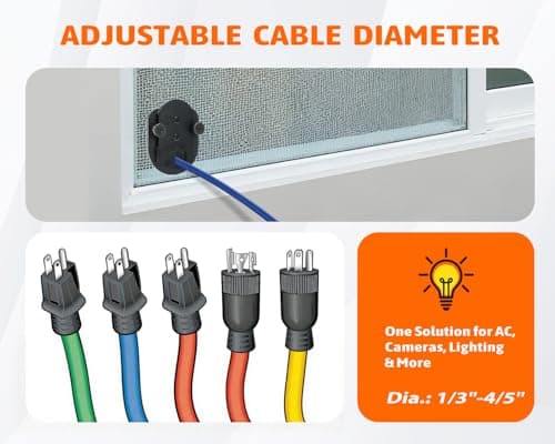 Window Screen Pass Through Attachment - Bring Inside Power Outside, for 1/3"-4/5" Cables or Hoses, Fits on Any Standard Window Screen, Insect and Dust Proof, for Rv, Pet Cameras, Various LED Lights view 4