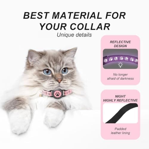 GPS Cat Tracker Collar (iOS & Android), No Monthly Fee Pet Location Pink | Mini Bluetooth Smart Anti-Lost Real-Time Pet Finder Tag Works with Apple Find My & Google Find Hub view 6