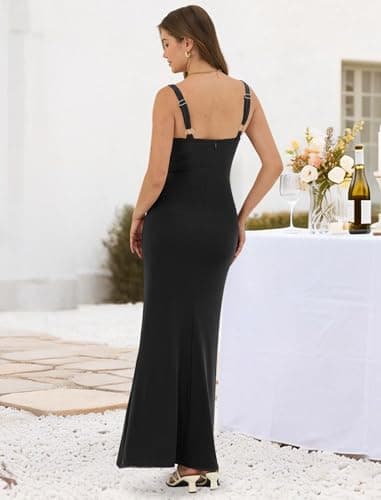 ZAFUL Women's Floral Wedding Guest Dress Sexy Formal Sleeveless Cocktail Mesh Ruched Bodycon Maxi Party Long Summer Dresses view 2