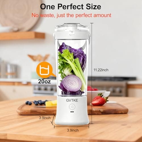 GVTKE Portable Blender Dual Mode 18000RPM 20Oz Blending Cup Ice Crushing Smoothie Frozen Fruit Mini Home Gym Travel(White) view 2