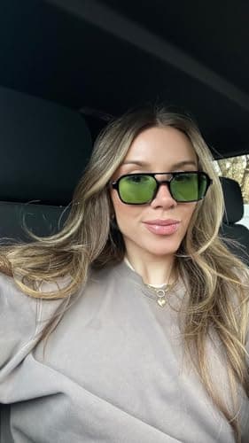 FEISEDY Vintage Square 70s Flat Aviator Sunglasses Women Men Metal Design Shades B2752 view 4