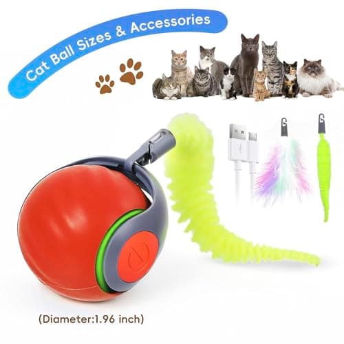 Petrendy Speedy Tail Cat Toy 2.0, Interactive Cat Ball Toy for Bored Indoor Cats, Automatic Moving Pet Play Ball, Two Speed Adjustment with Replacement Tail view 6