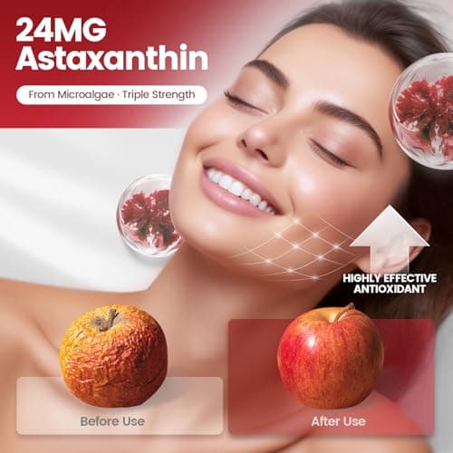 10 in 1 Astaxanthin Supplements 24mg, 4 Month Supply, Astaxantina Antioxidant from Fresh Haematococcus Pluvialis, Contains Lycopene, Grape Seed, Vitamin E, & More Supports Eye, Joints, Skin Health view 2